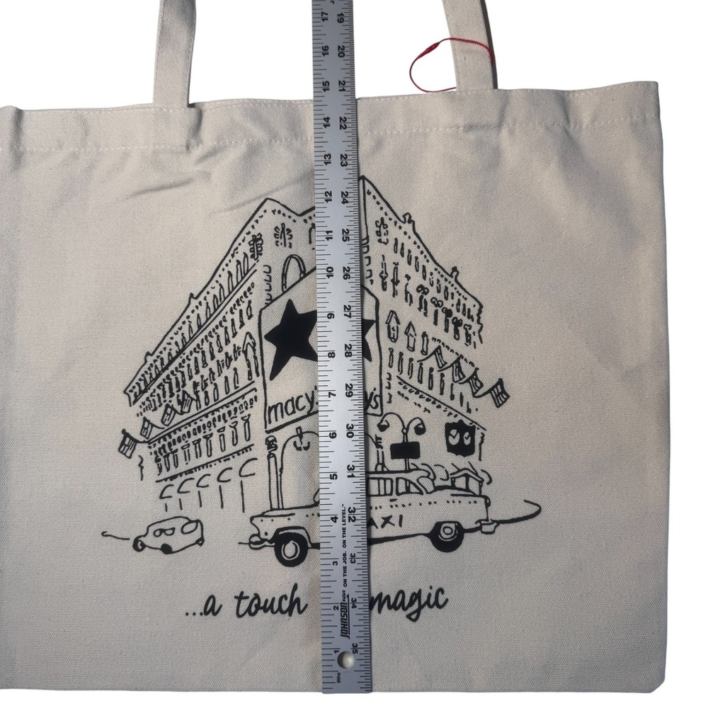 NEW Macys A Touch of Magic NYC Canvas Tote Bag On 34th Taxi City Sketch Graphic - Picture 6 of 10